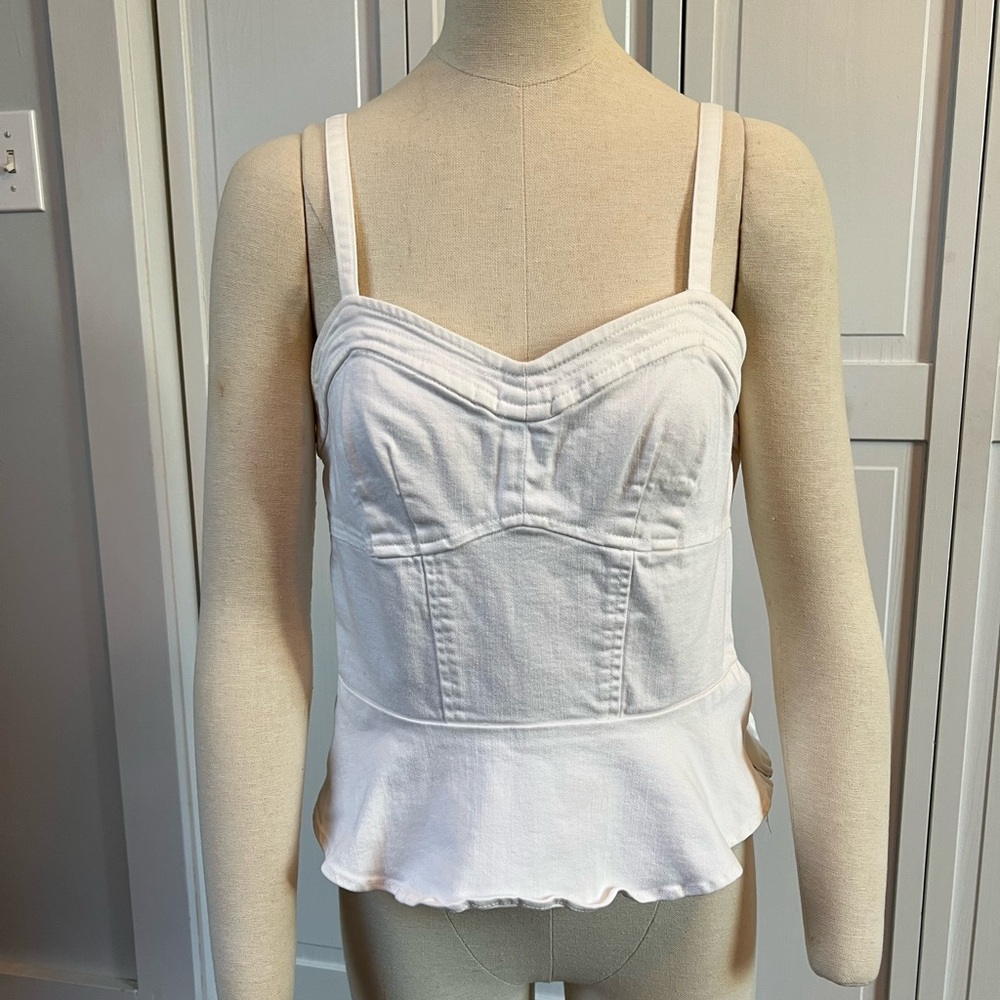 Aqua White Denim Tank